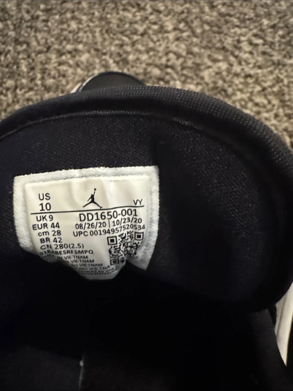 Air Jordan 1 Low SE All-Star Carbon Fiber Black White Men’s Size 10